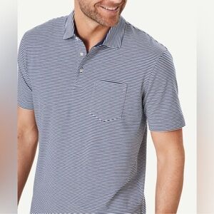 B. Draddy Blue Striped Pima Cotton Polo M